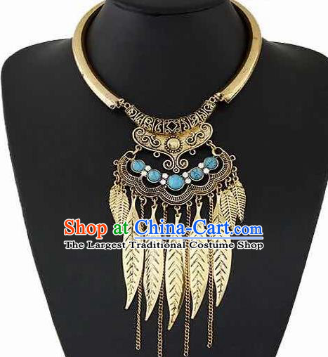 Handmade Golden Leaf Necklace Stage Show Necklet Accessories for Women