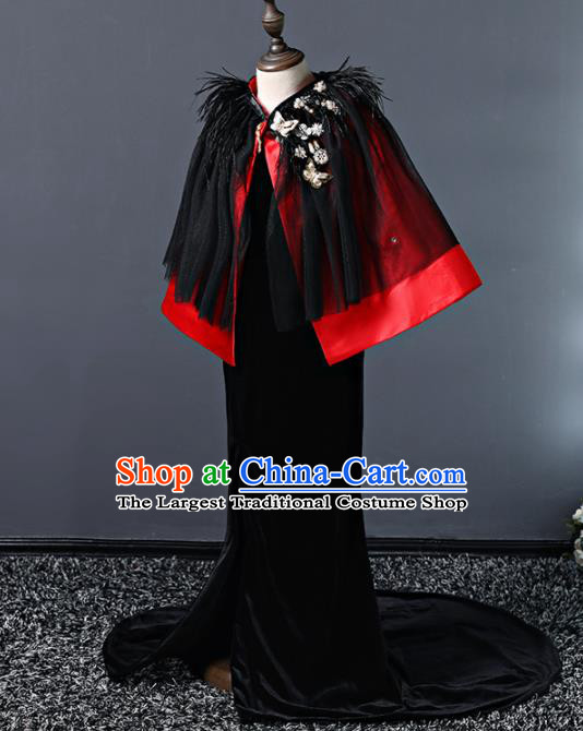 Children Modern Dance Costume Court Dance Compere Halloween Catwalks Full Dress for Girls Kids