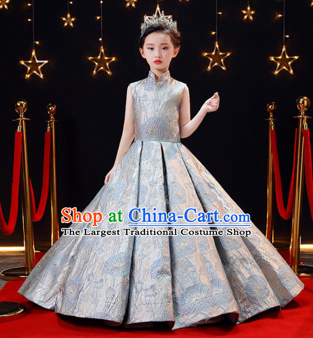 Children Modern Dance Costume Opening Dance Compere Catwalks Performance Full Dress for Girls Kids