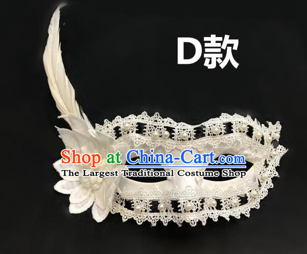 Top Halloween Cosplay Fancy Dress Ball White Feather Flowers Masks Brazilian Carnival Catwalks Face Mask for Women