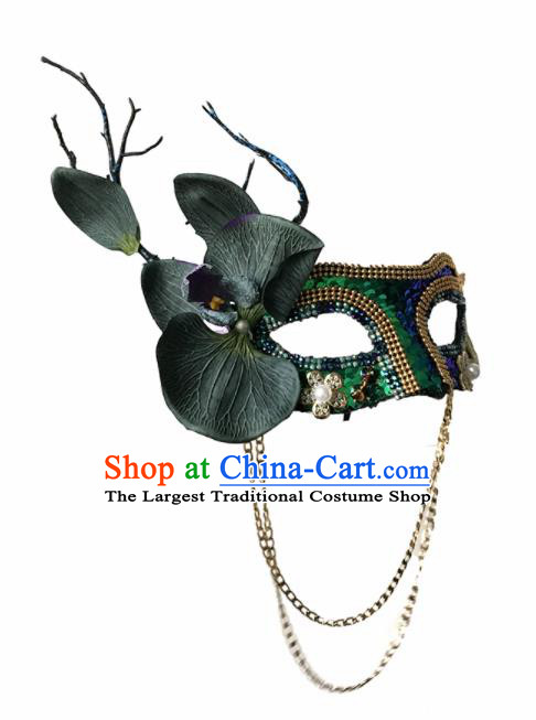 Top Fancy Dress Ball Green Sequins Masks Brazilian Carnival Halloween Cosplay Face Mask for Women