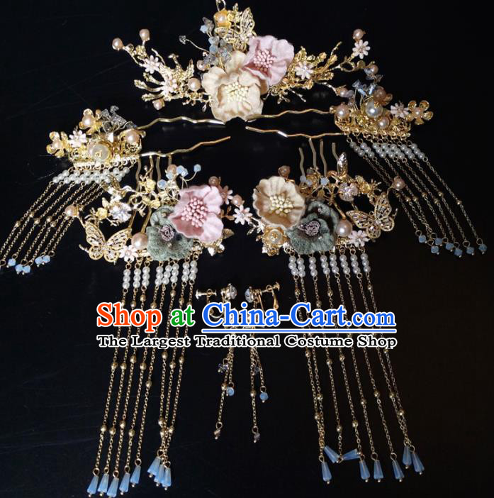 Top Chinese Traditional Hair Accessories Classical Wedding Hairpins Tassel Hair Combs Headdress for Women