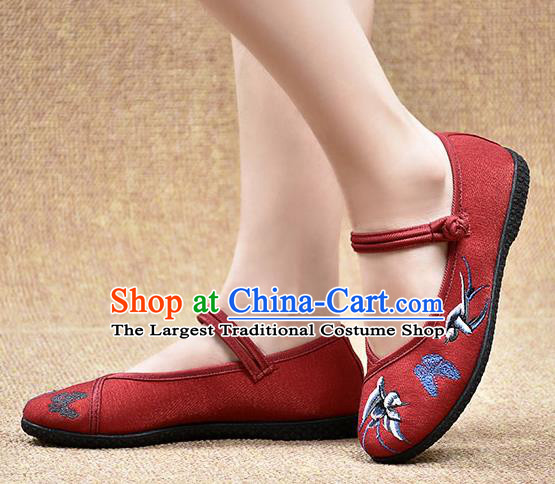 Chinese Shoes Wedding Shoes Traditional Embroidered Birds Butterfly Shoes Bride Red Shoes for Women