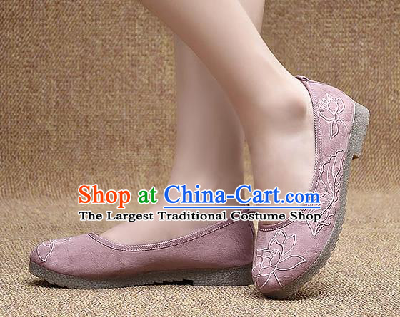 Chinese Shoes Wedding Shoes Traditional Embroidered Lotus Shoes Bride Pink Shoes for Women