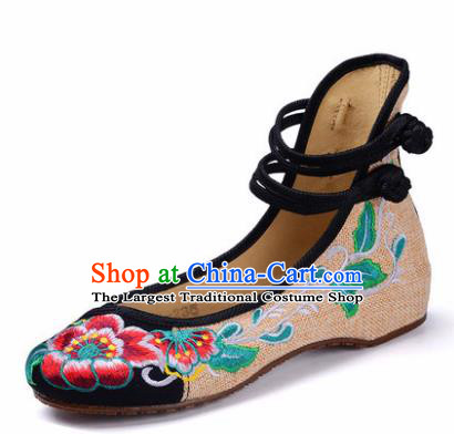 Chinese Shoes Wedding Black Shoes Traditional Embroidered Shoes Embroidery Peony Hanfu Shoes for Women