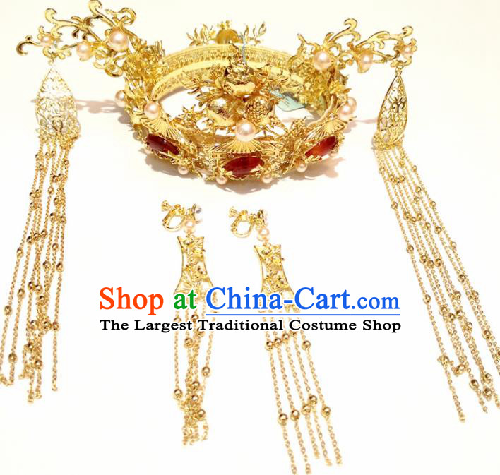 Top Chinese Traditional Wedding Hair Accessories Ancient Classical Palace Phoenix Coronet Hairpins Headdress for Women