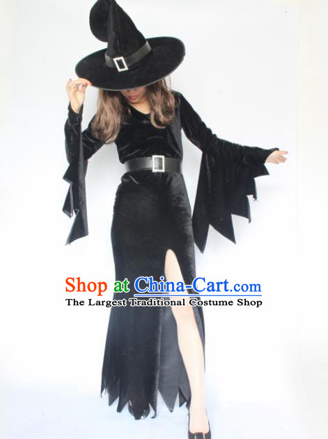 Top Grade Halloween Costumes Fancy Ball Cosplay Gothic Witch Black Dress for Women