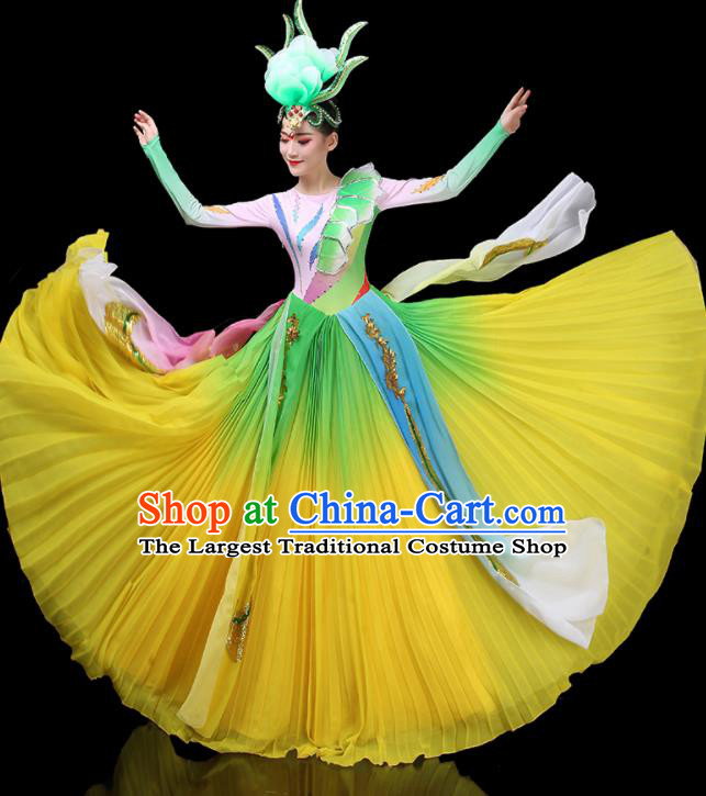 Top Grade Stage Show Costumes Group Dance Modern Dance Chorus Yellow Dress for Women