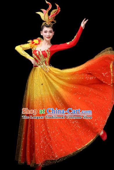 Top Grade Chorus Stage Show Costumes Group Dance Modern Dance Red Dress for Women