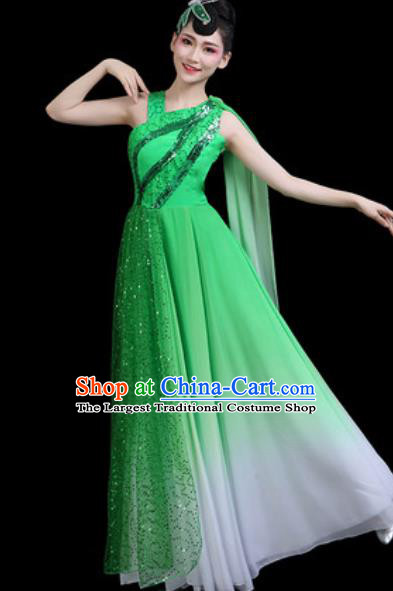 Top Grade Chorus Stage Show Costumes Group Dance Modern Dance Green Dress for Women