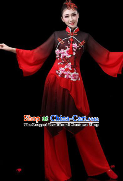 Chinese Traditional Classical Dance Costumes Fan Dance Group Dance Umbrella Dance Red Dress for Women