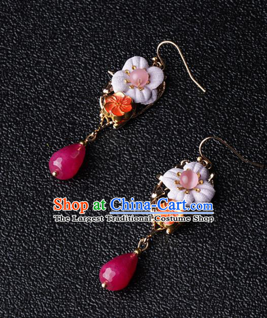 Chinese Traditional Jewelry Accessories National Hanfu Rosy Earrings for Women