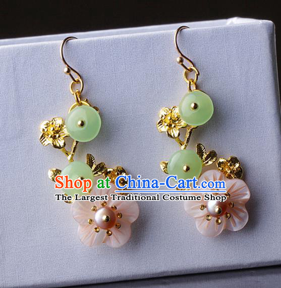 Chinese Traditional Jewelry Accessories National Hanfu Pink Shell Earrings for Women