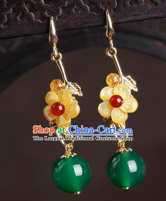 Chinese National Classical Hanfu Yellow Flower Earrings Traditional Jewelry Accessories for Women