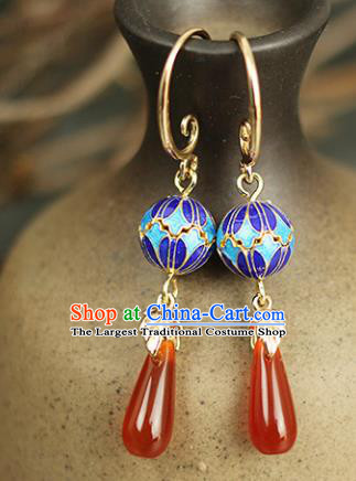 Chinese Handmade Cloisonne Earrings Traditional Classical Hanfu Ear Jewelry Accessories for Women