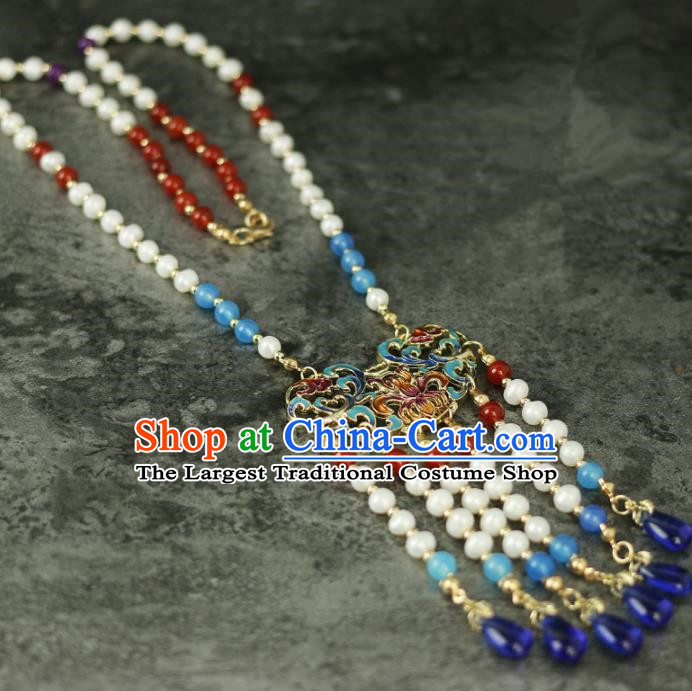 Handmade Chinese Traditional Cloisonne Necklace Traditional Classical Hanfu Necklet Jewelry Accessories for Women