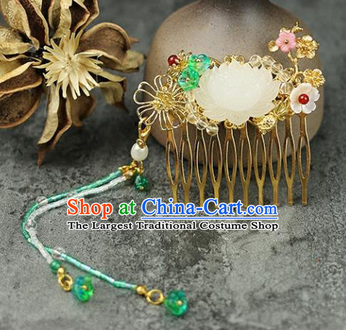 Handmade Chinese Traditional Carving Lotus Hair Combs Traditional Classical Hanfu Hair Accessories for Women