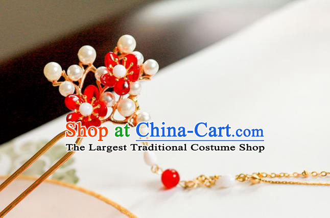 Handmade Chinese Traditional Tassel Step Shake Pearls Hairpins Ancient Classical Hanfu Hair Accessories for Women