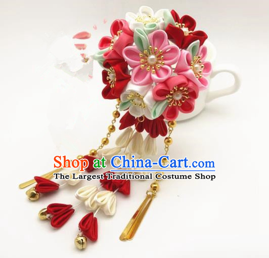 Asian Japanese Traditional Flowers Hairpins Japan Handmade Classical Kimono Hair Accessories for Women