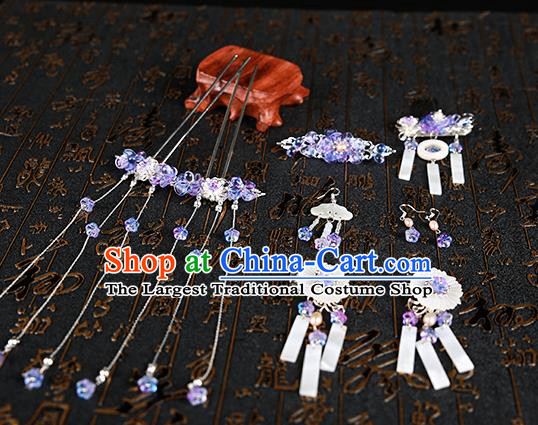 Chinese Ancient Traditional Hanfu Shell Hairpins Handmade Classical Hair Accessories Complete Set for Women