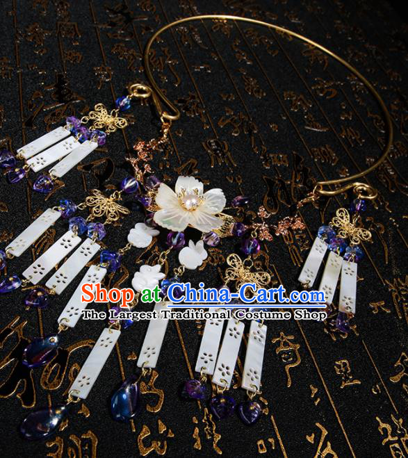 Chinese Traditional Hanfu Shell Tassel Necklace Traditional Classical Jewelry Accessories for Women