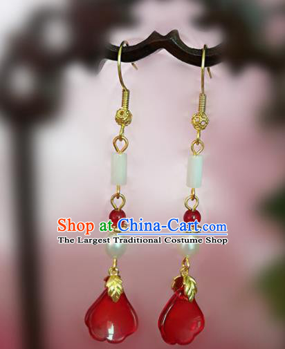 Chinese Ancient Handmade Jade Pearl Earrings Traditional Classical Hanfu Ear Jewelry Accessories for Women