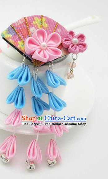 Asian Japanese Traditional Geisha Pink Hair Claw Japan Kimono Handmade Classical Hair Accessories for Women