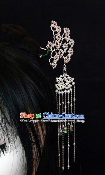 Chinese Ancient Traditional Pine Tassel Hairpins Handmade Classical Hair Accessories for Women