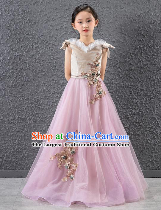 Children Stage Performance Catwalks Costume Compere Princess Full Dress for Girls Kids