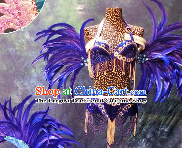 Halloween Cosplay Stage Show Props Accessories Brazilian Carnival Parade Purple Feather Wings for Women