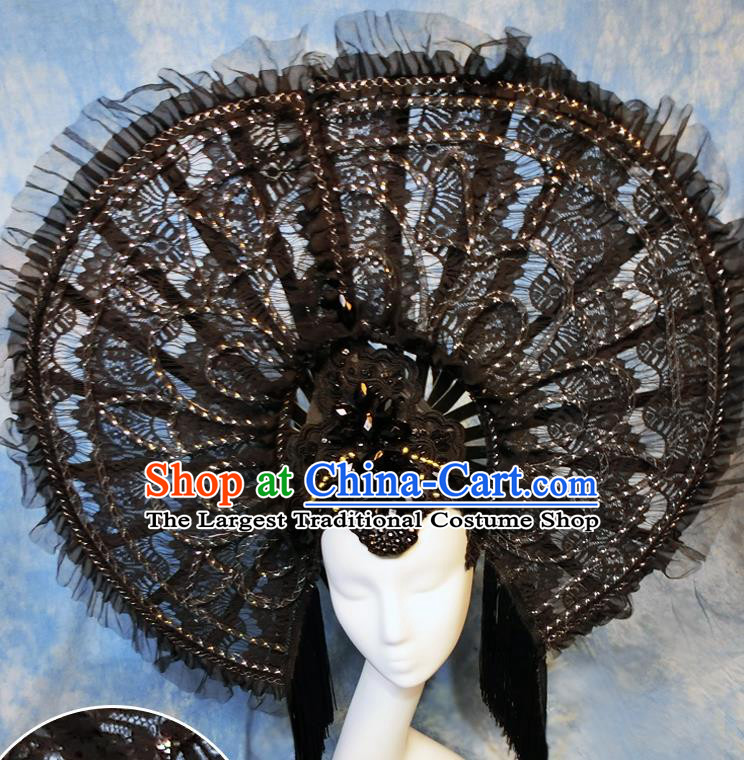 Halloween Cosplay Black Lace Hat Hair Accessories Brazilian Carnival Parade Headwear for Women