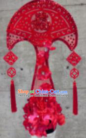 Halloween Cosplay Palace Red Fan Hair Accessories Chinese Catwalks Deluxe Hat Headwear for Women