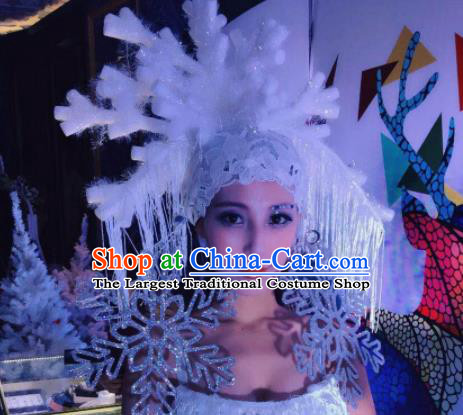 Halloween Cosplay White Snow Hair Accessories Chinese Catwalks Deluxe Headwear for Women