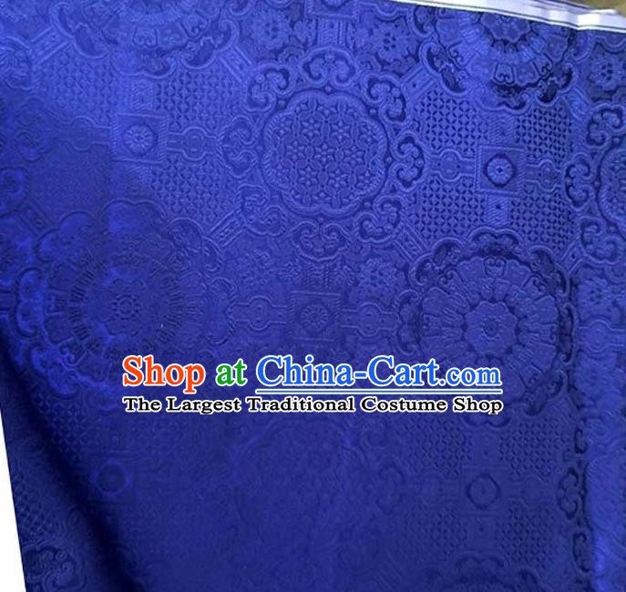 Asian Chinese Tang Suit Material Traditional Pattern Design Royalblue Brocade Silk Fabric