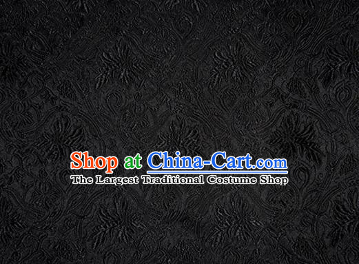 Asian Chinese Tang Suit Satin Material Traditional Grape Pattern Design Black Brocade Silk Fabric