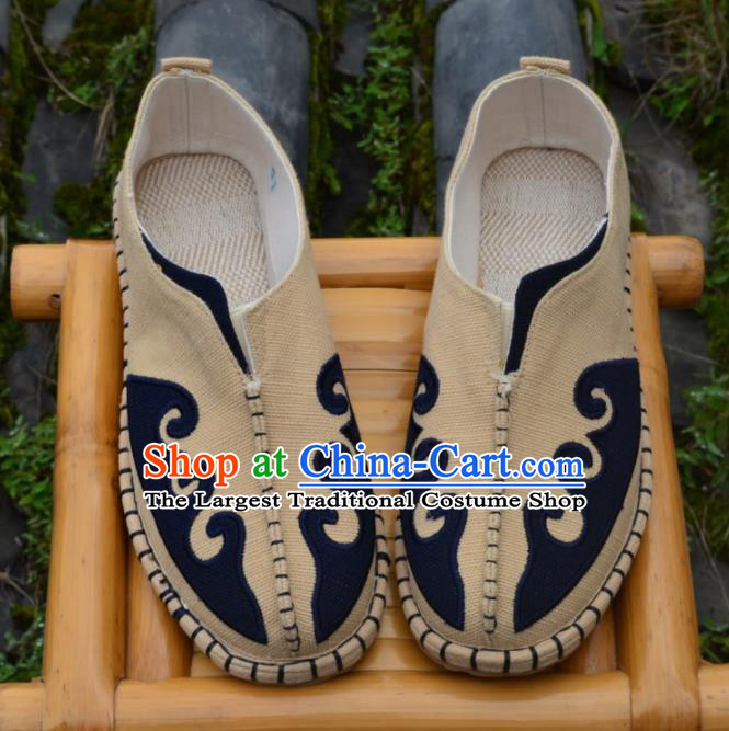 Chinese Traditional Shoes Ancient Swordsman Shoes Beige Linen Shoes for Men