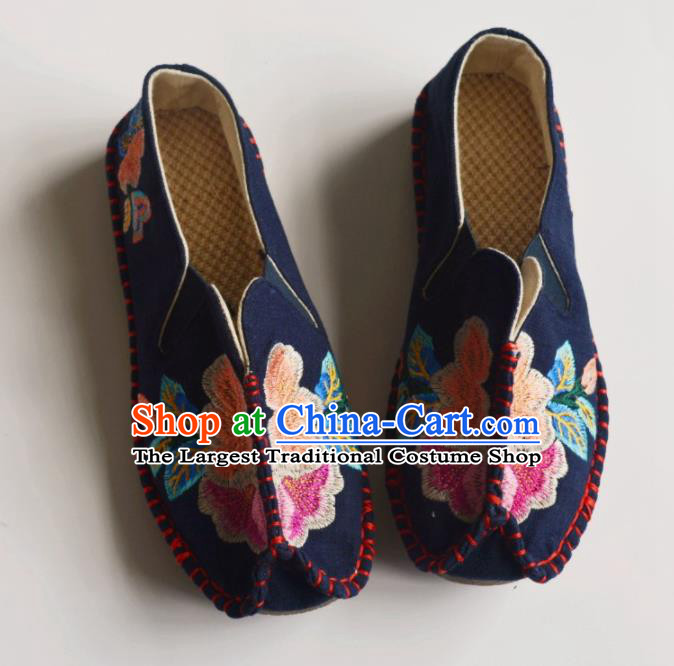 Chinese Traditional Navy Embroidered Shoes Hanfu Shoes Ancient Princess Shoes for Women