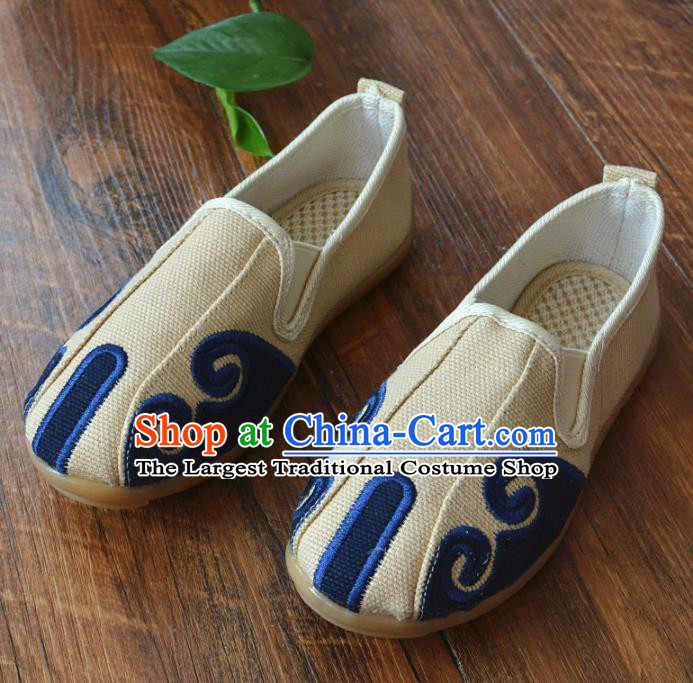 Chinese Traditional Martial Arts Shoes Ancient Beige Linen Shoes Monk Shoes for Men