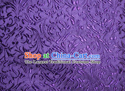 Asian Chinese Tang Suit Silk Fabric Purple Brocade Material Traditional Palace Pattern Design Satin