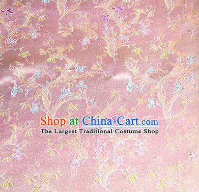 Asian Chinese Tang Suit Brocade Pink Silk Fabric Traditional Royal Pattern Design Satin Material