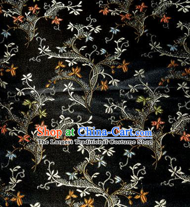 Asian Chinese Tang Suit Brocade Black Silk Fabric Traditional Royal Pattern Design Satin Material