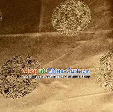Asian Chinese Tang Suit Silk Fabric Bronze Brocade Traditional Dragons Pattern Design Satin Material