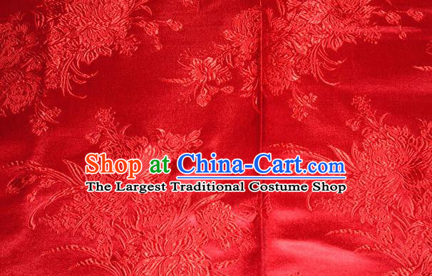 Asian Traditional Royal Pattern Design Red Satin Material Chinese Tang Suit Brocade Silk Fabric