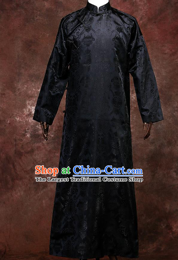 Chinese Traditional Wedding Costumes Ancient Bridegroom Tang Suit Black Robe for Men