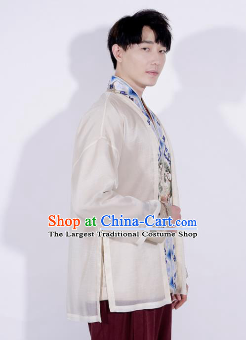 Chinese Traditional Tang Suit Costumes National Embroidered Overcoat for Men