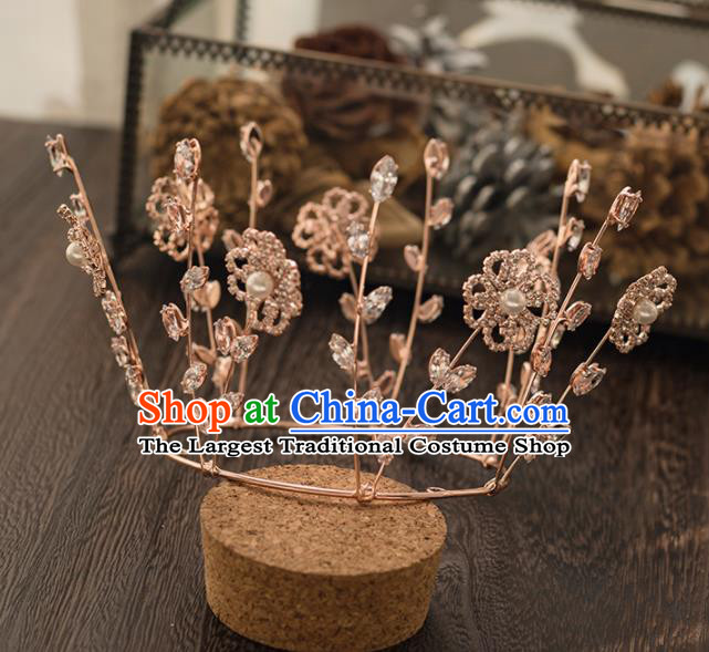 Top Grade Handmade Wedding Hair Accessories Bride Crystal Royal Crown Headwear for Women