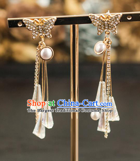 Handmade Wedding Crystal Butterfly Ear Accessories Top Grade Bride Hanfu Earrings for Women