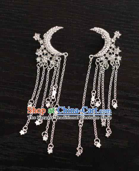 Handmade Wedding Crystal Moon Ear Accessories Top Grade Bride Hanfu Earrings for Women