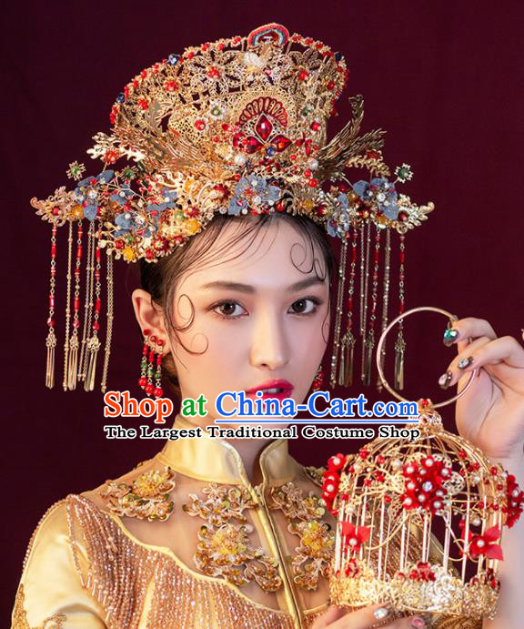 Chinese Ancient Wedding Hair Accessories Luxury Phoenix Coronet Bride Hairpins Headwear for Women