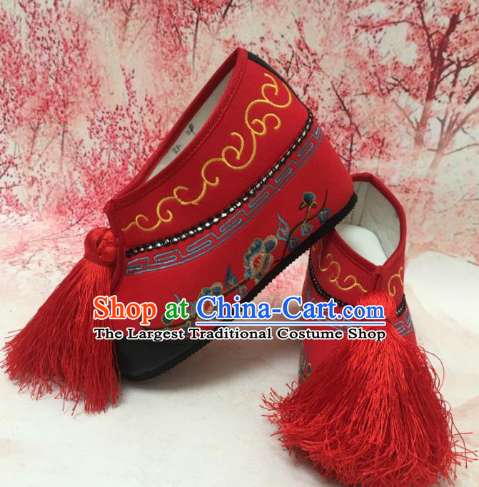 Traditional Chinese Shoes Ancient Princess Red Shoes Beijing Opera Boots for Women